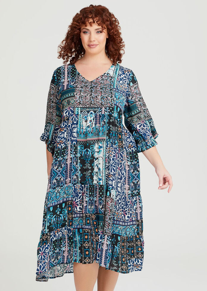 Shop Plus Size Natural Moroccan Tile Dress in Multi | Taking Shape AU