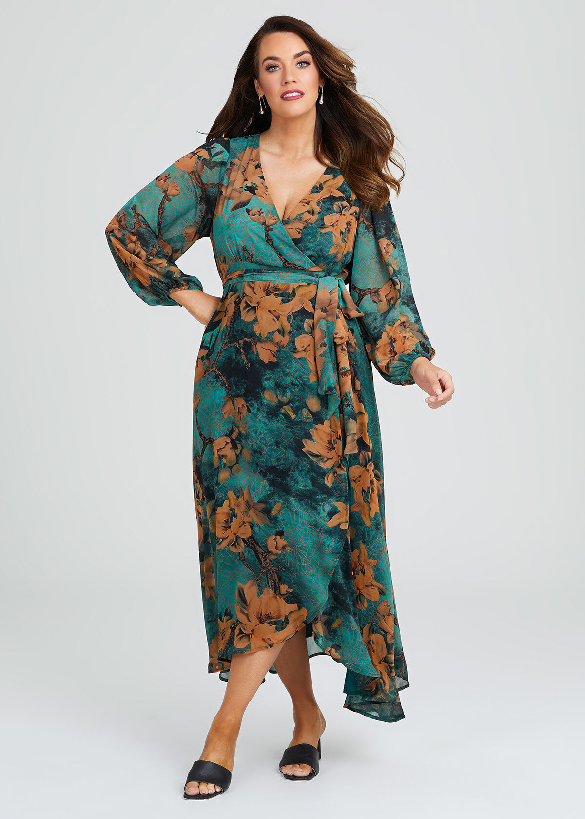 green chiffon cocktail dress