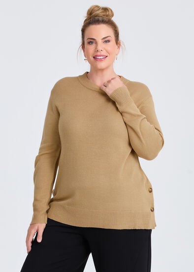 Plus Size Soft Touch Button Jumper