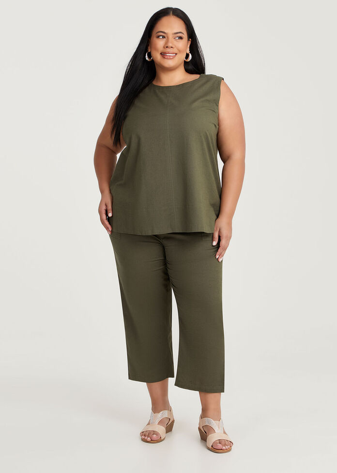 Cotton Linen Culotte, , hi-res