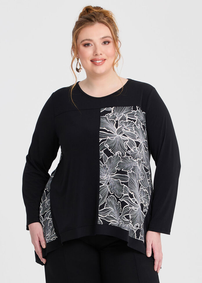 Spliced Detail Top, BLACK/MULTI, hi-res