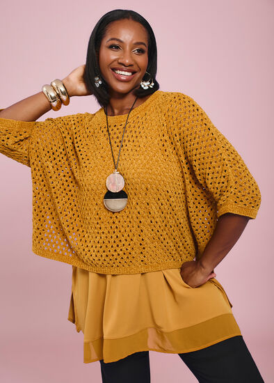 Plus Size Chenille Pointelle Knit Jumper