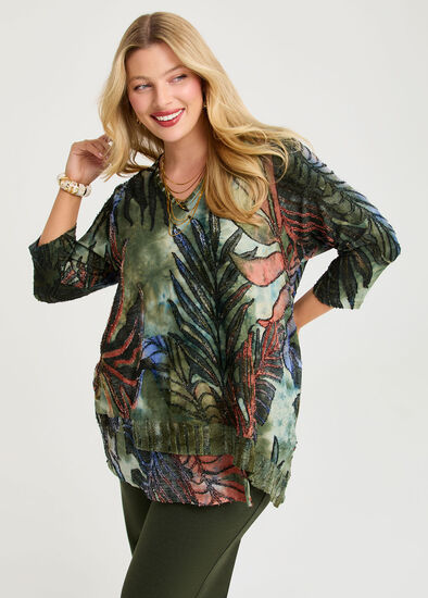 Plus Size Botanical Burnout Top