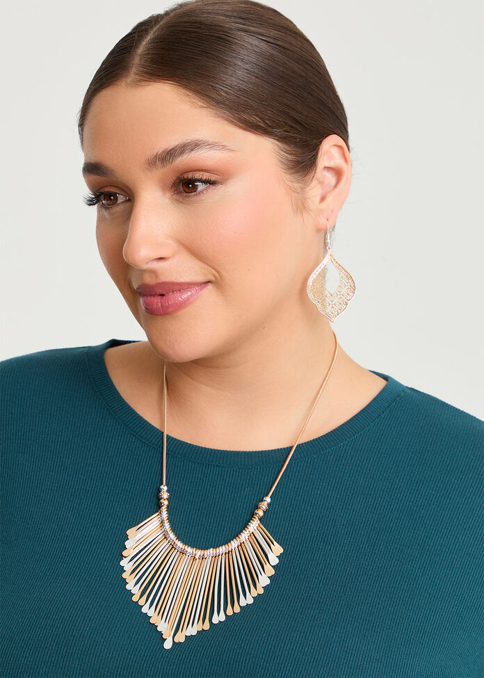 Bohemian Two Tone Paddle Necklace, , hi-res