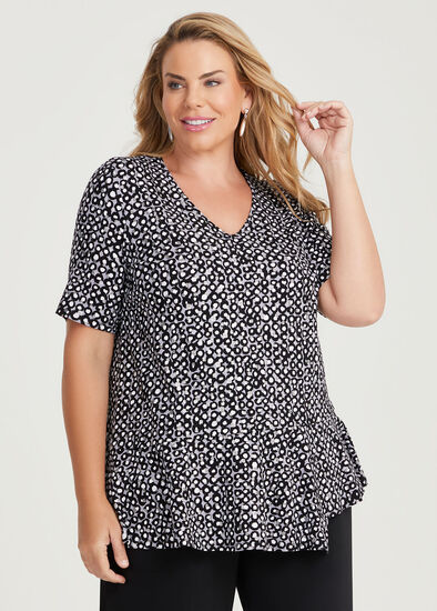 Plus Size Mini Spot Short Sleeve Natural Top