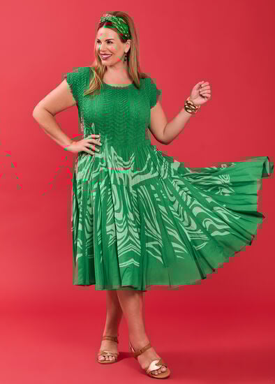 Plus Size Plisse Circle Swing Dress