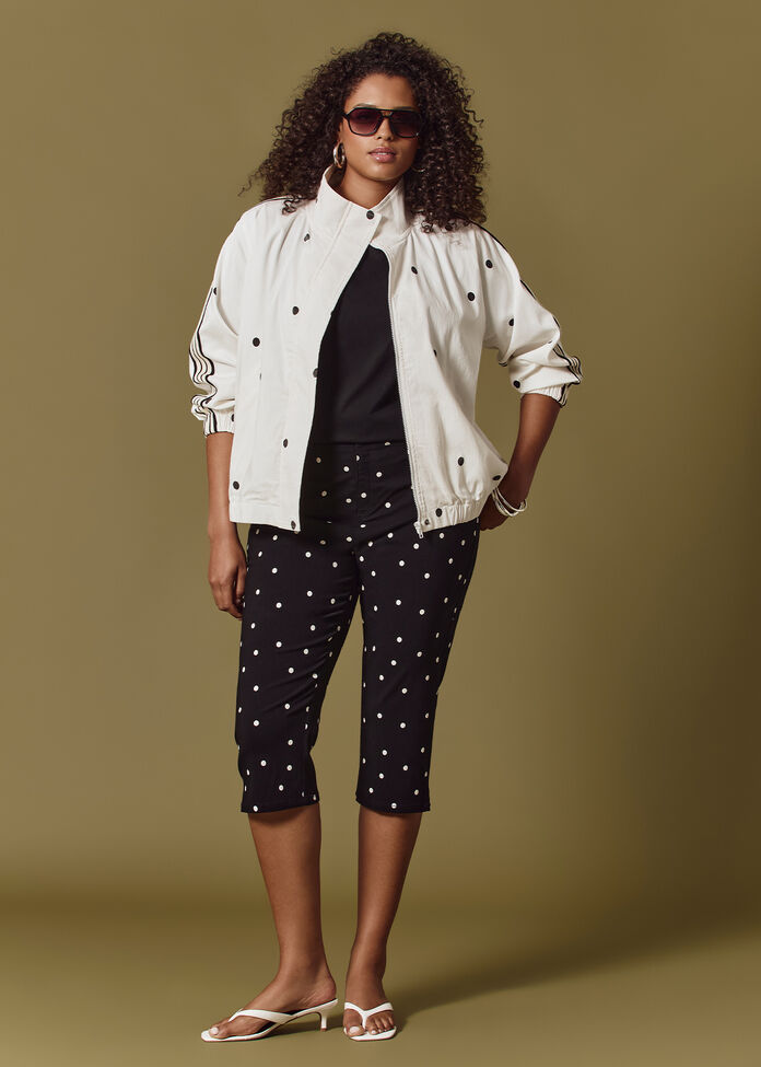 Polka Dot Stripe Trim Jacket, , hi-res