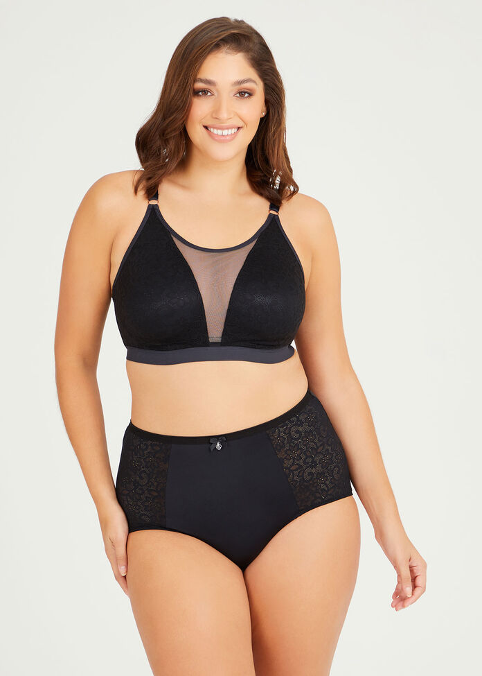 Wirefree Lace Overlay Bra, , hi-res
