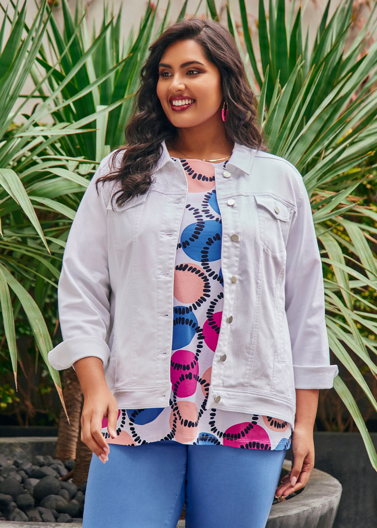 Plus size coloured denim jacket hotsell