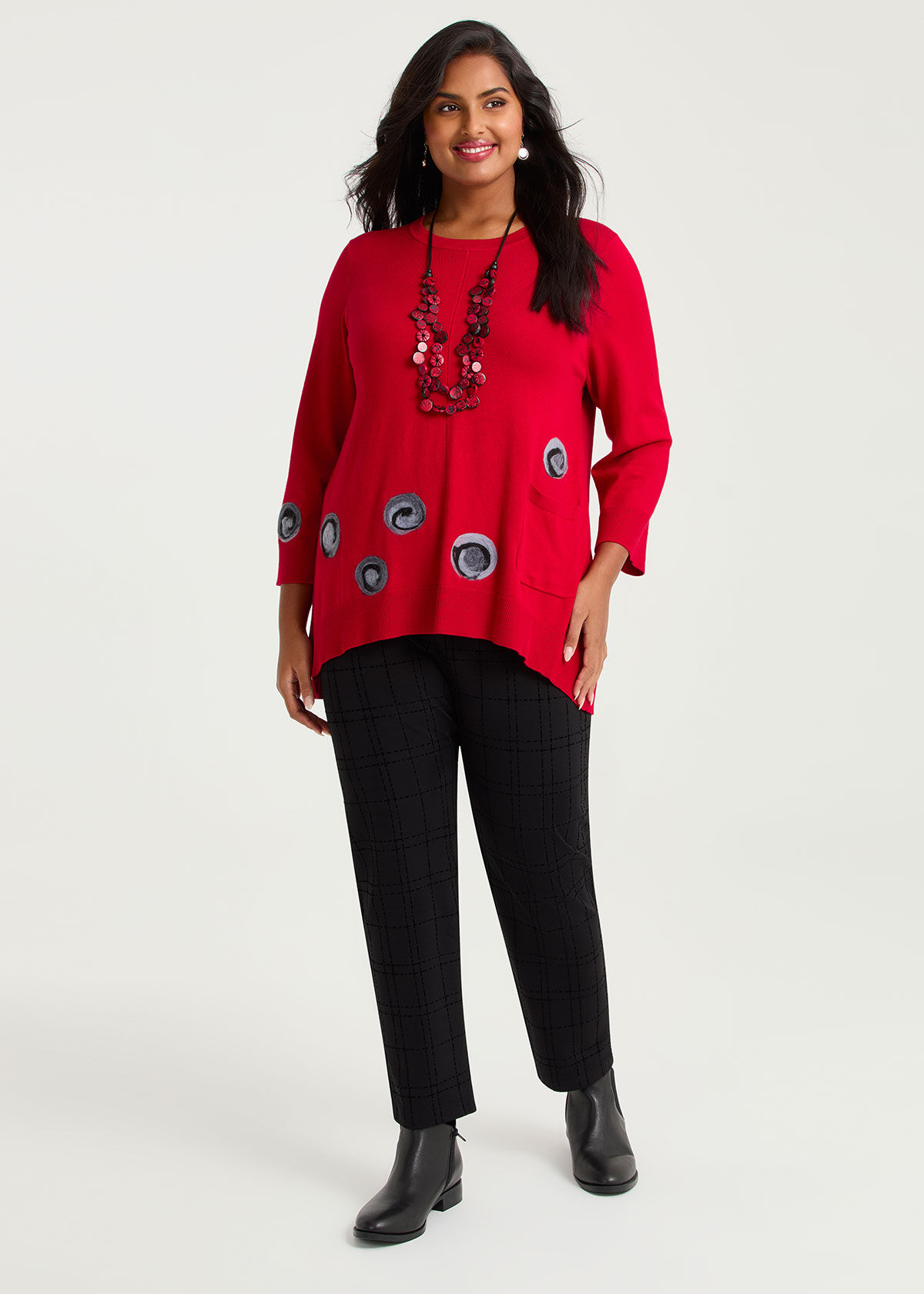 Shop Plus Size Felt Spot Natural Tulip Jumper, Red | Taking Shape AU