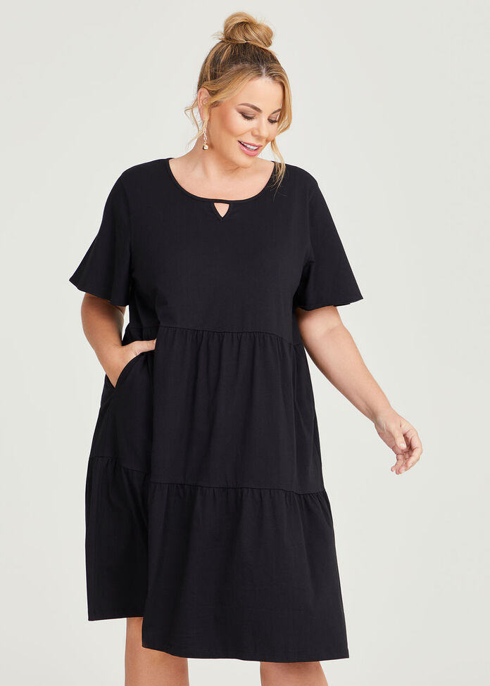 Shop Plus Size Cotton Floaty Sleeve Dress in Black | Taking Shape AU