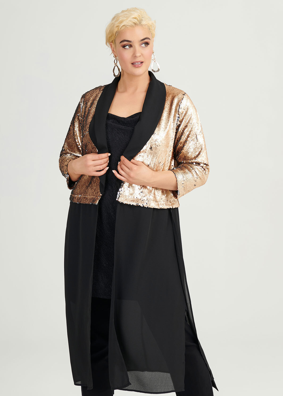 Shop Plus Size Sequins Glitter Jacket in Black Sizes 12 30