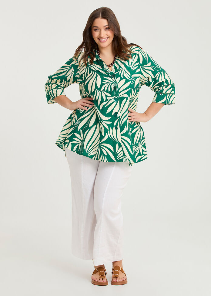 Abstract Print Natural Shirt, , hi-res