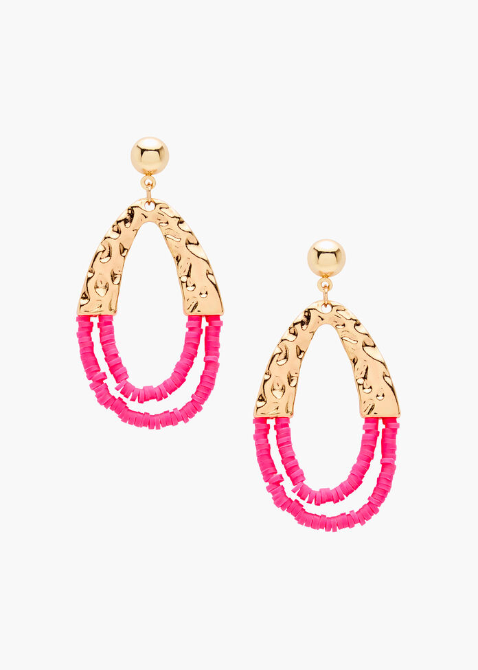 Metal & Bead Earrings, , hi-res