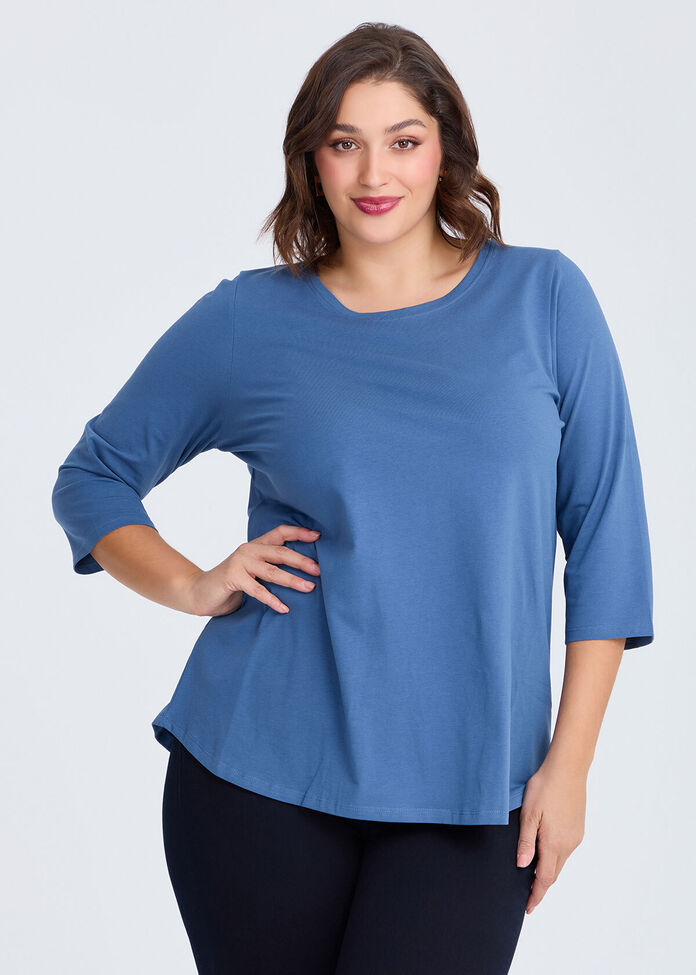 Good Earth Australian Cotton 3/4 T-Shirt, , hi-res