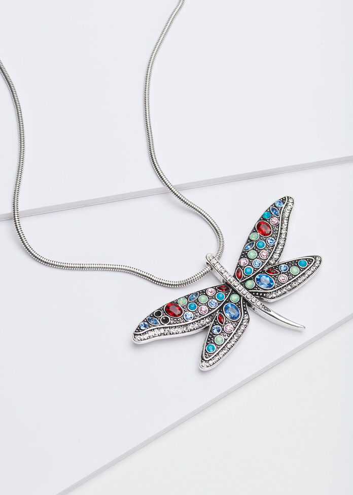 Bright Dragonfly Necklace, , hi-res