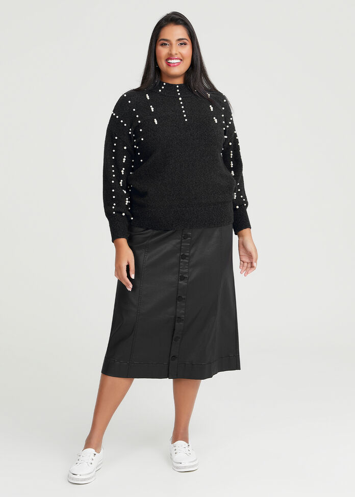 Plus Size Women Autumn Casual Pure Color A-Shape Spliced Skirt