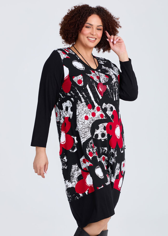 Natural Abstract Daisy Dress, , hi-res