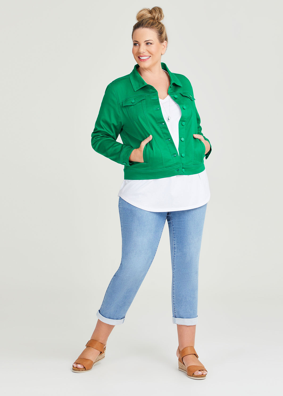 Green denim jacket women deals