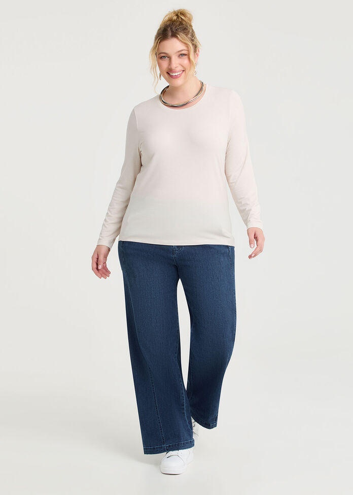 Australian Wool Modal Crew Neck Top, , hi-res