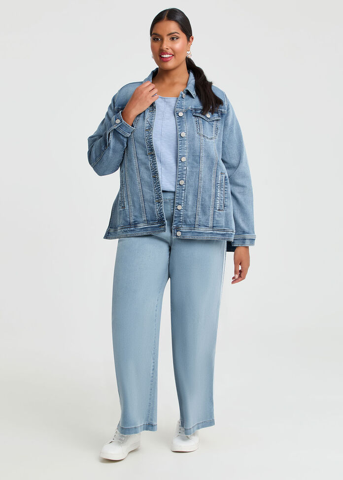 Denim Side Splits Jacket, EDEN BLUE DENIM, hi-res