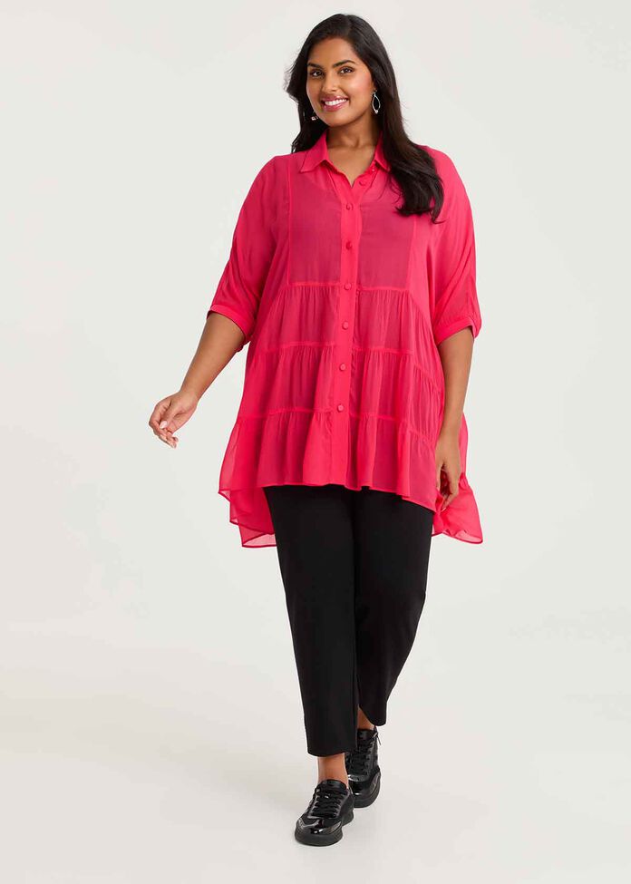 Chiffon Amiri Tier Shirt, , hi-res