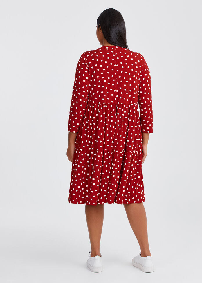 Puff Spot Midi Dress, , hi-res