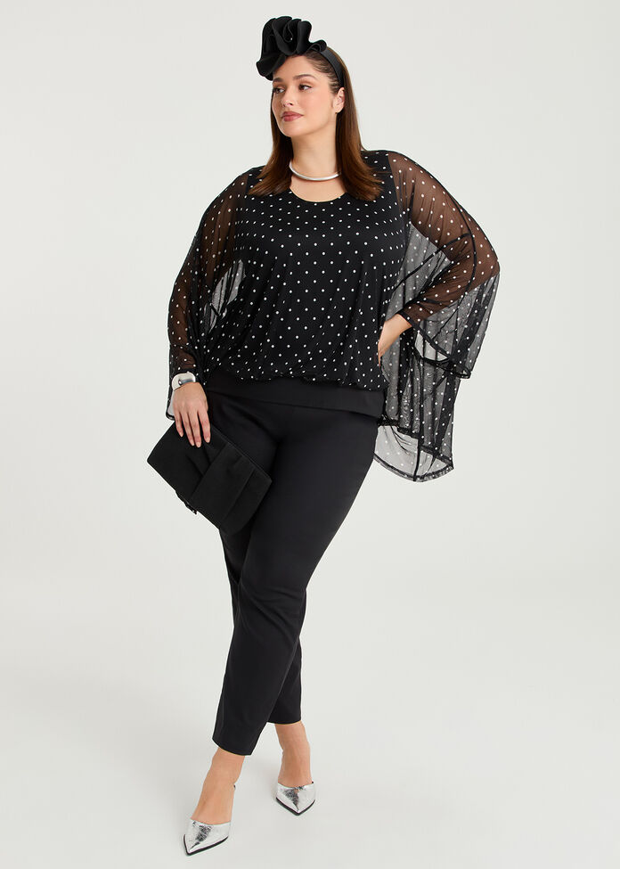 Polka Dot Mesh Party Top, , hi-res