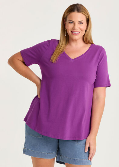 Plus Size Organic Cotton V-neck T-shirt