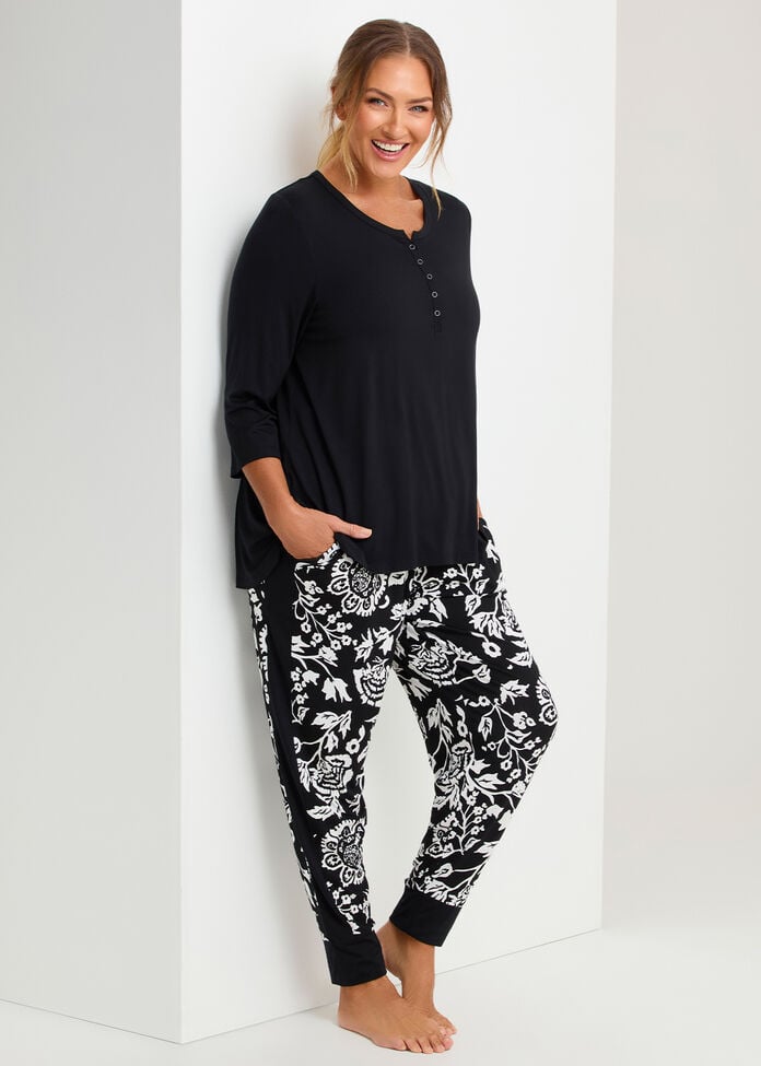 Bamboo Monochrome Pyjama Top, , hi-res