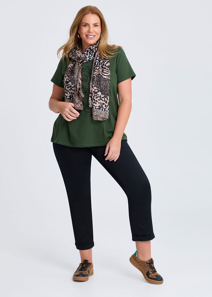 Animal Print Silk Scarf, , hi-res