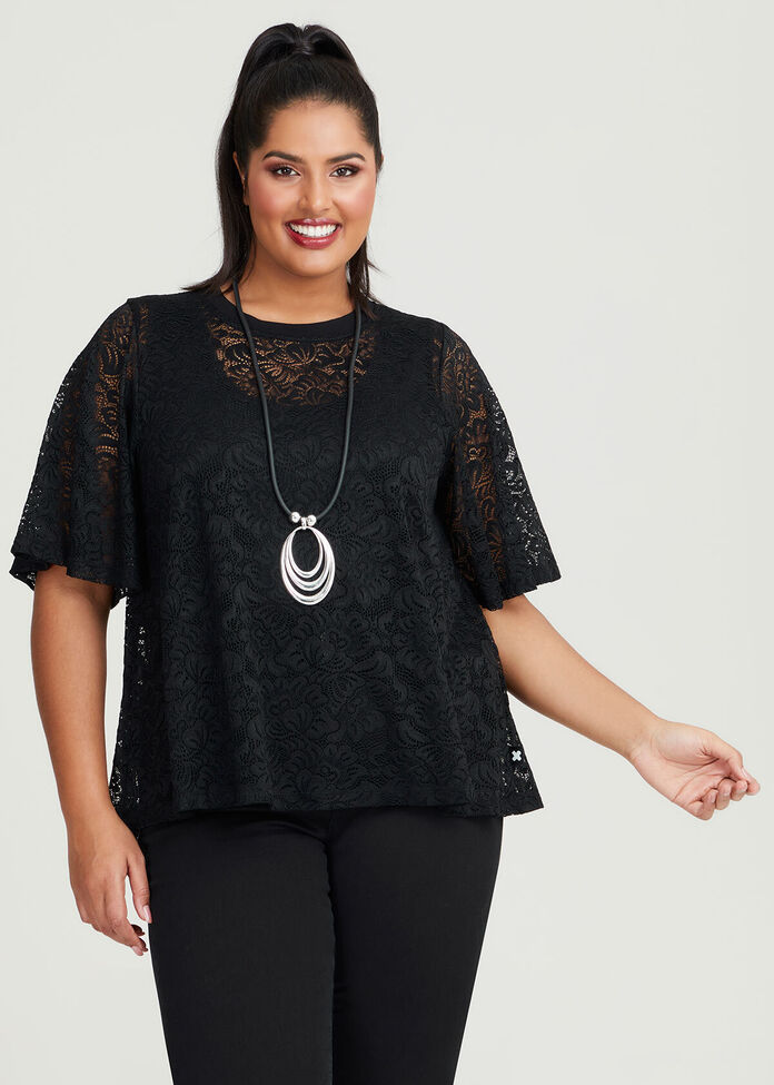 Shop Plus Size Lace Harlow Tunic in Black | Taking Shape AU