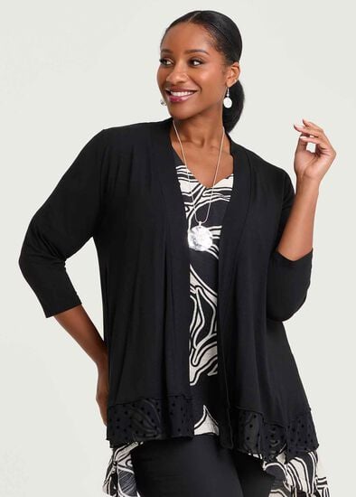 Plus Size Bamboo Lace Trim Cardigan