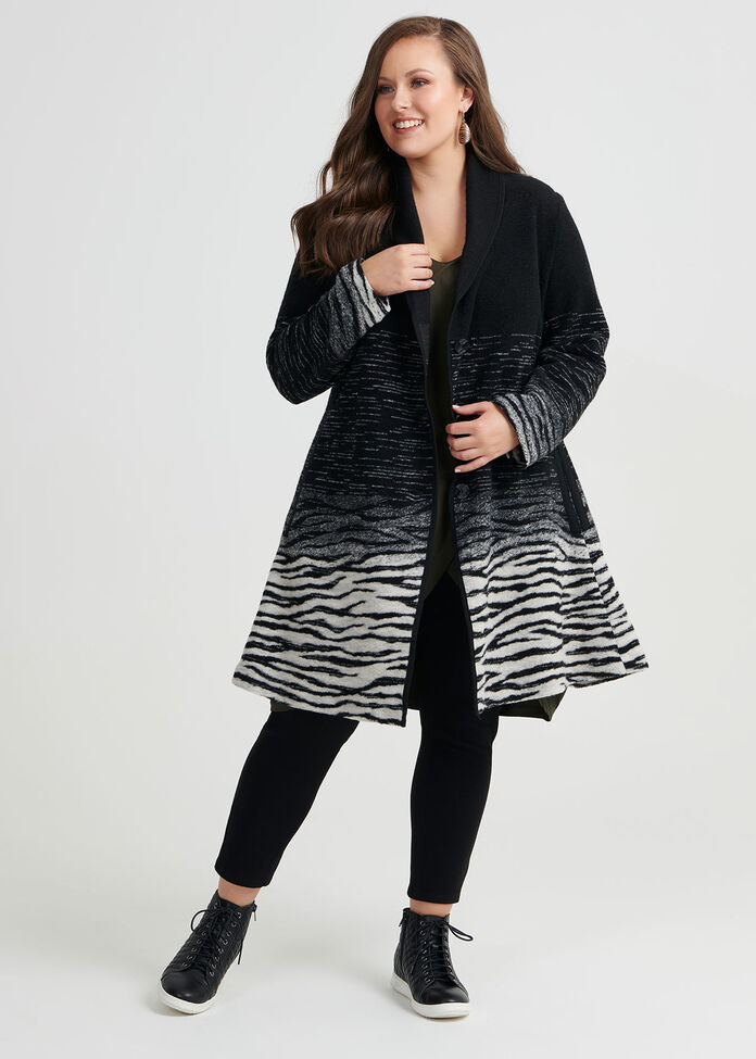 Zebra Boiled Wool Coat, , hi-res