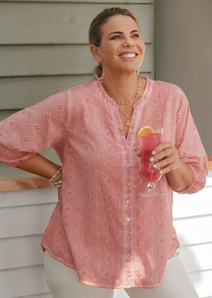 Cotton Floral Broderie Top, , hi-res