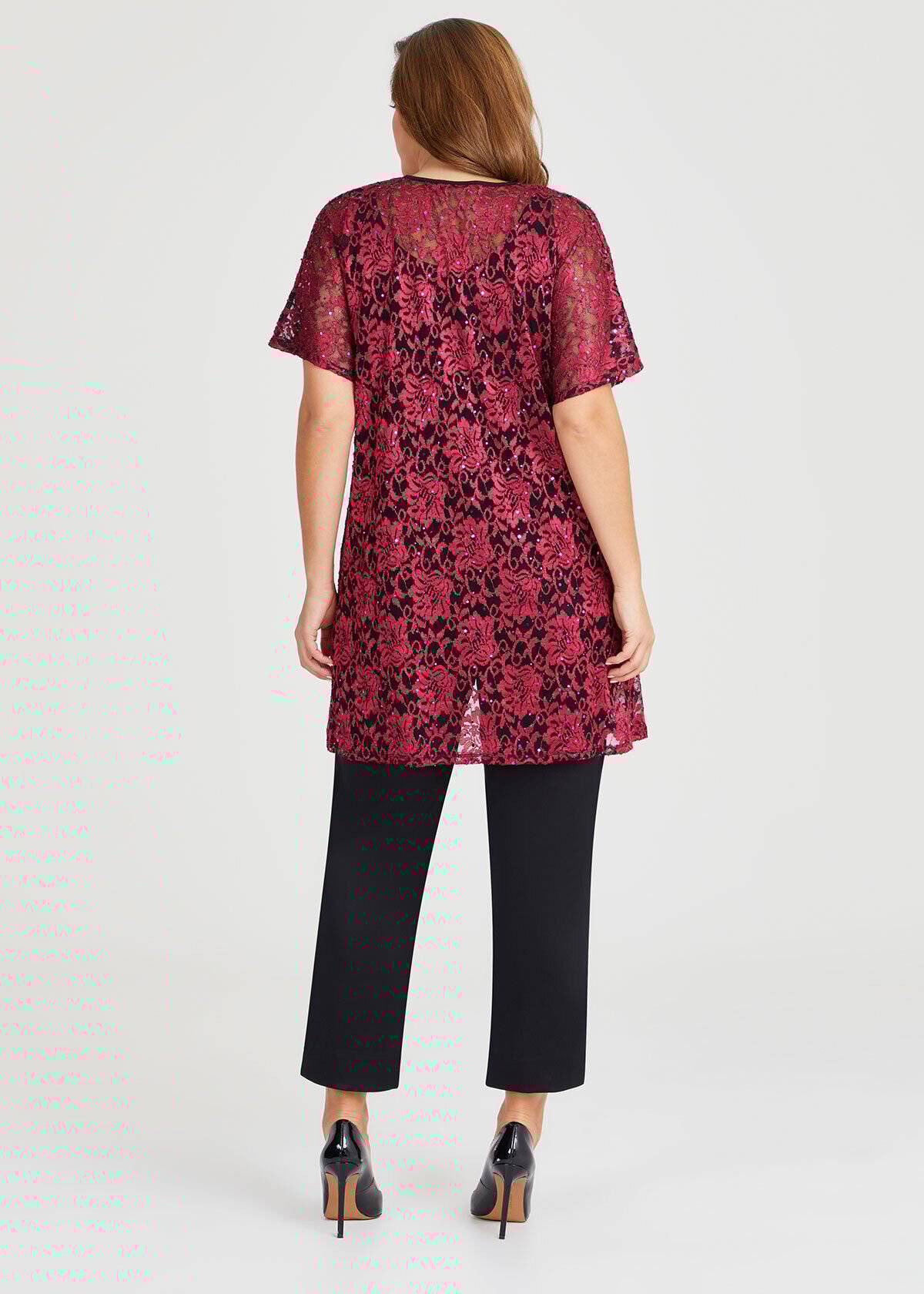 Plus size red lace top clearance