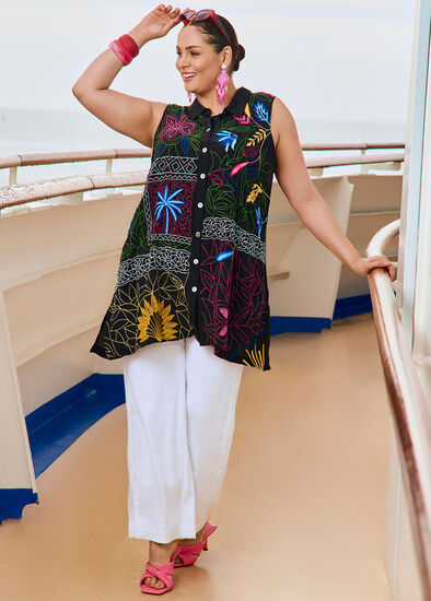 Plus Size Embroidered Natural Outfit