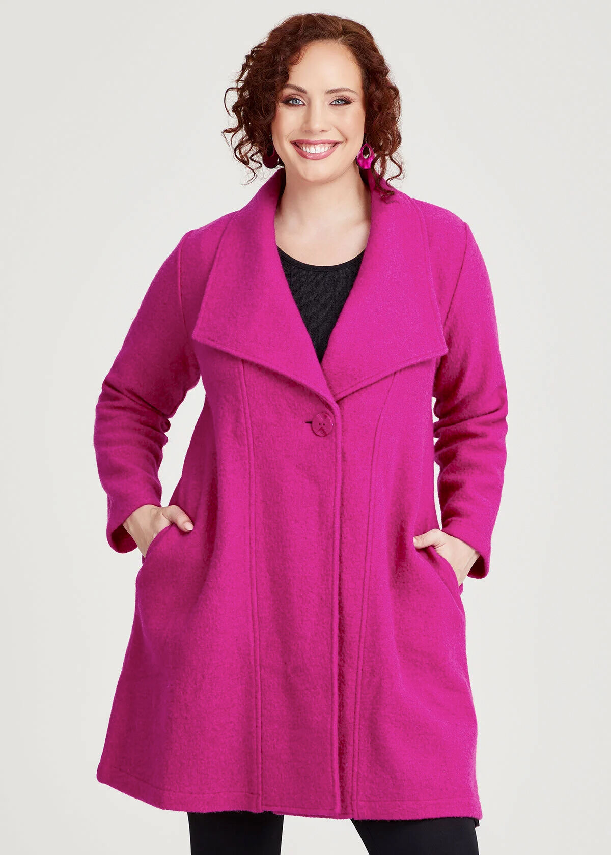 Shop Plus Size Morgan Boiled Wool Coat in Red Taking Shape AU