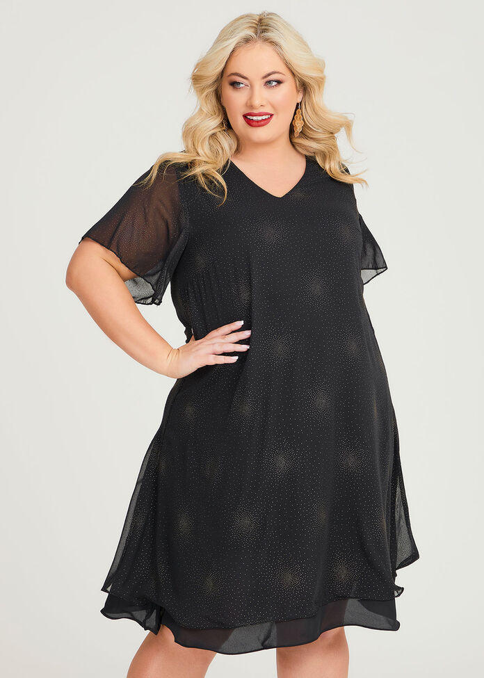 Shop Plus Size Gilt Chiffon Cocktail Dress in Black | Sizes 12-30 ...
