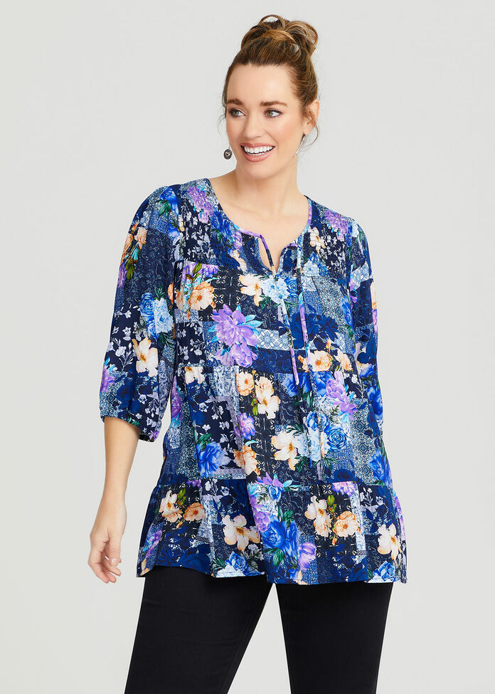 Shop Plus Size Natural Scarf Blooms Top in Multi | Sizes 12-30 | Taking ...