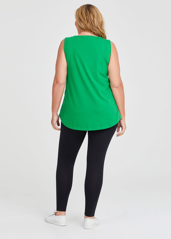 Plus Size Good Earth Cotton Element Tank Dark Green Taking Shape AU