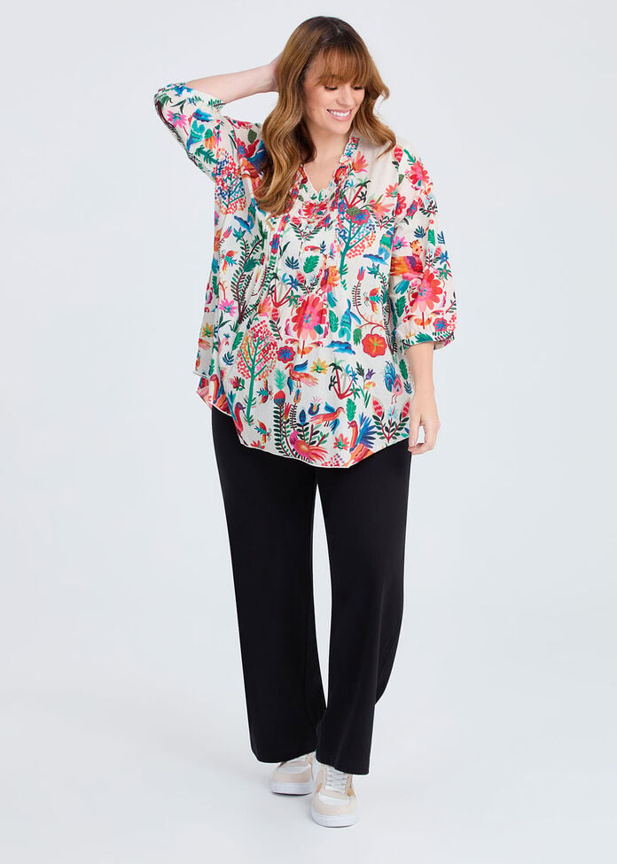 Cotton Folk Floral Top, , hi-res