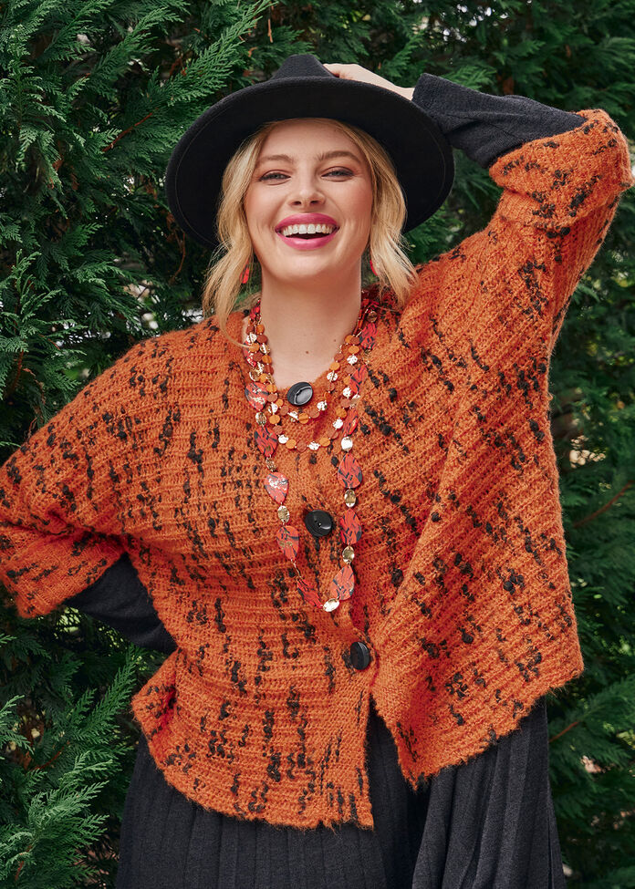 Shop Plus Size Wool Blend Slub Cardigan, Orange Taking Shape AU