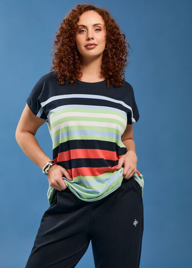 Plus Size Cotton Weekend Fun Stripe T-shirt