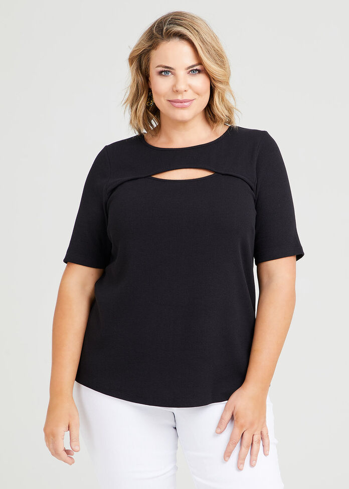 Shop Plus Size Cotton Kiara Neck Detail Top, Black Taking Shape AU
