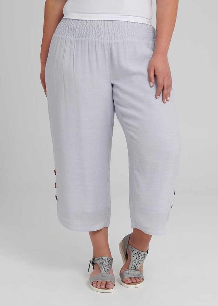 Petite Button Crop Pant, , hi-res
