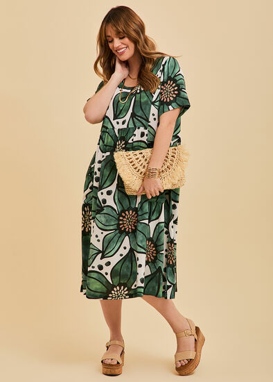 Plus Size Natural Pocket Midi Dress