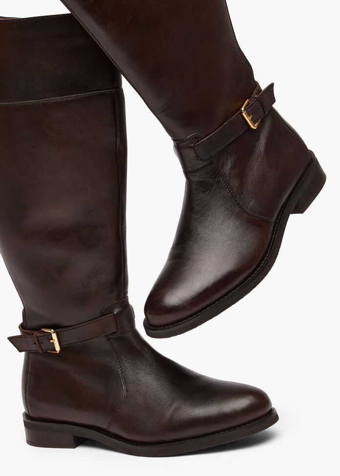 Leather Buckle Knee Boot, , hi-res