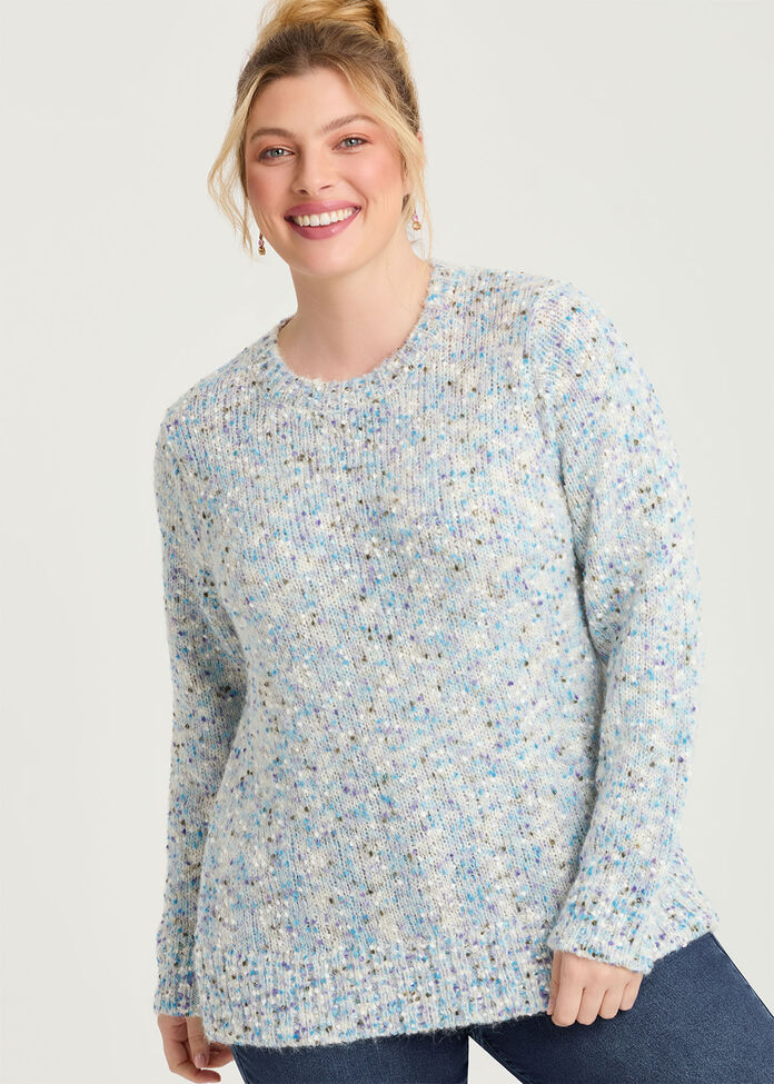 Fleck Knit Crew Neck Jumper, , hi-res