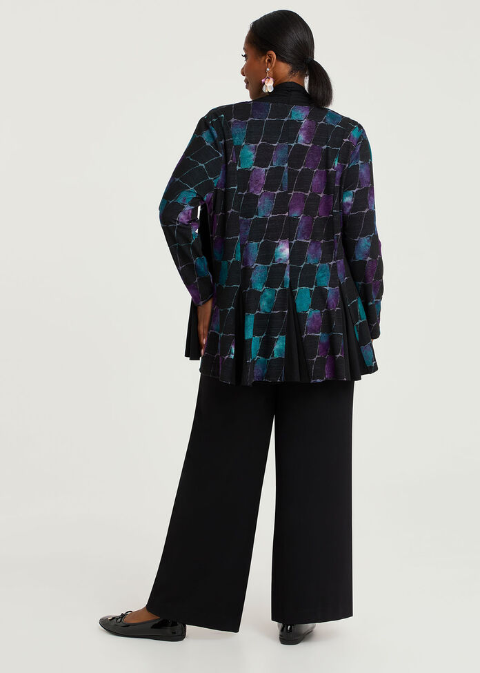 Spliced Burnout Cardigan, BLACK SQUARE PRINT, hi-res